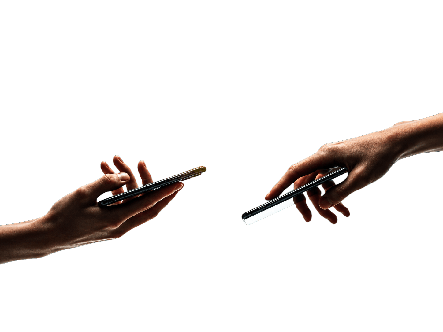 Two traders exchanging crypto from mobile devices